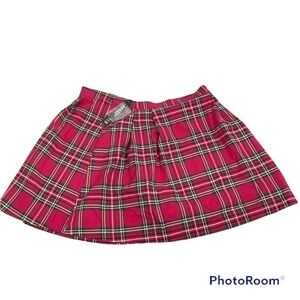 Modcloth Dangerfield red plaid school girl skirt size 16 NWT